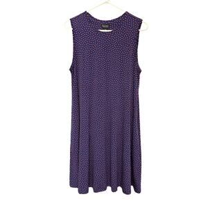 Nicole Miller Sleeveless Shift Dress Blue Orange Polka Dot‎ Pockets Size Large